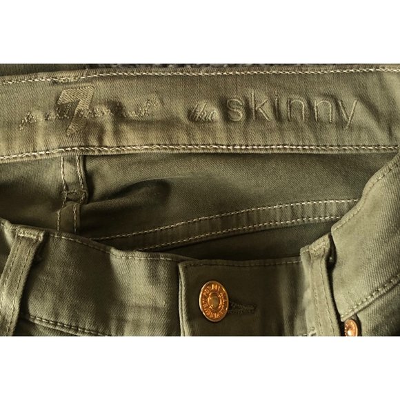 7 for All Mankind The Skinny Jeans in Olive Green - Picture 6 of 8